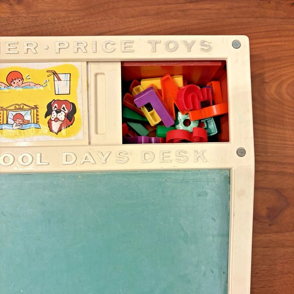 Fisher Price Vintage School Days Desk 176 Educational Toy Chalkboard Letters